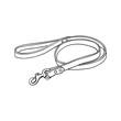 © sabelskaya - Simple pet, cat, dog brown leather leash with metal fastener, black and white sketch style vector illustration isolated on white background. Hand drawn pet, dog leash, lead made of thick leather