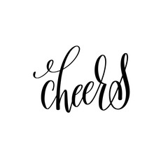Wall Mural - cheers black ink hand lettering calligraphy text