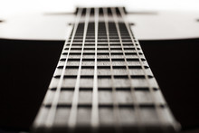 Neck Of Classical Closeup Guitar With Shallow Depth Of Field (abstract, Contrast)