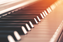 Piano Keys Side View With Warm Light (toned)