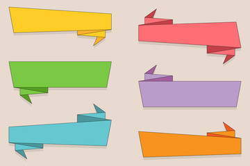 Wall Mural - ribbon banner, set colorful ribbons in flat style