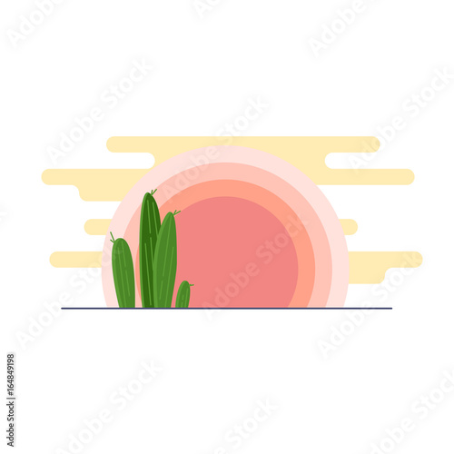 day-desert-landscape-with-cacti-under-the-sun-flat-vector-illustration