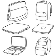 Wall Mural - vector set of laptop and laptop bag