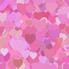 Poster - Seamless valentines day pattern background - vector graphic from hearts in pink tones