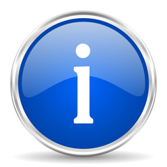 Poster - Information blue glossy vector icon. Chrome border round web button. Silver metallic pushbutton.