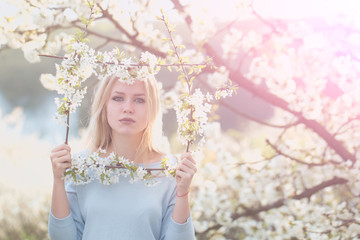 Wall Mural - Woman in blossoming flower.