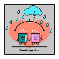 Two coffee cup Icon / good together  /