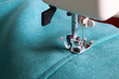 sewing machine and turquoise fabric