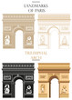 Set of vector Triumphal arch (Landmark of Paris)