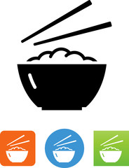 Wall Mural - Bowl With Chopsticks Icon - Illustration