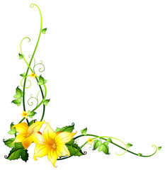 Wall Mural - Border template with yellow flowers