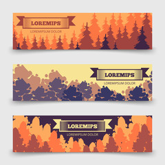 Canvas Print - Abstract forest horizontal banners template - banners with trees design