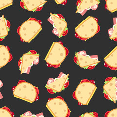 Wall Mural - Sandwiches seamless pattern- fast food seamless texture