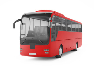 red big tour bus isolated on a white background. 3d rendering