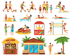 Sticker - Beach Activities Decorative Icons Set