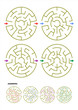 Collection of four different round maze templates for your designs and projects. Answers included. 
