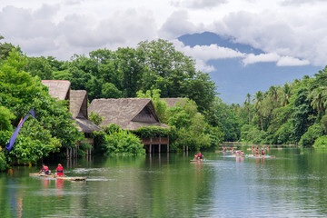 Wall Mural - July 15,2017 ride on raft at the river in villa escudero, Laguna , Philippines