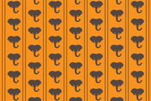 Grey And Orange Elephant Face Pattern
