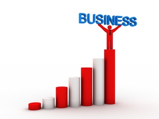 Poster - 3d rendering business man with pie graph
