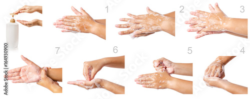 Cuadros en Lienzo Hand washing medical procedure step by step.