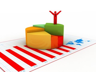 Poster - 3d rendering business man with pie graph
