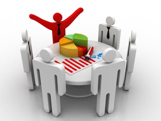 Poster - 3d rendering business man with pie graph
