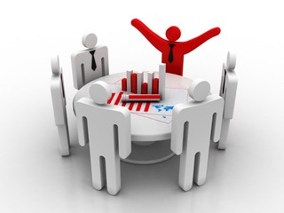 Poster - 3d rendering business man with pie graph
