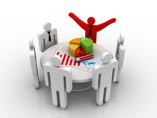 Poster - 3d rendering business man with pie graph
