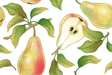 Vintage Seamless Pattern With Pears.