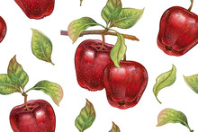 Vintage Seamless Pattern With Apples.
