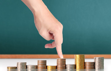 Hand human hand putting coin to money