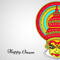 Sticker - illustration of Hindu Festival Onam background. Onam is a Hindu festival celebrated in the state of Kerala in India. kathakali dance and boat race held during onam festival