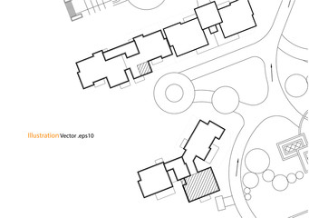 Wall Mural - Architectural background, architectural plan, construction drawing landscape