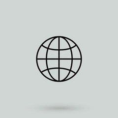 Wall Mural - Globe Icon in trendy flat style isolated on grey background.
