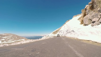 Aufkleber - POV point of view -  Driving on alpine road of Mount Evans in Early Summer