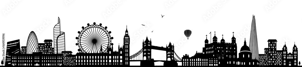 London Skyline schwarz - obrazy, fototapety, plakaty 