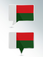 Canvas Print - A set of pointers. The national flag of Madagascar on the location indicator. Vector illustration.