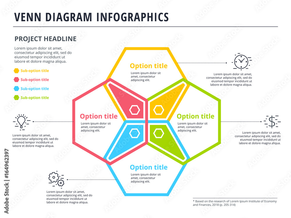 Venn diagram with 4 circles infographics template design. Vector ...