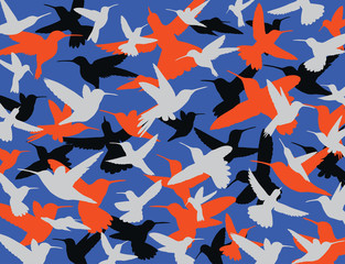 Wall Mural - Hummingbird camouflage pattern