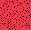 Watermelon seeds summer seamless pattern, black seeds on red background