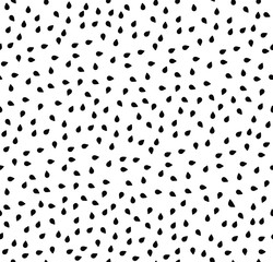 Watermelon seeds summer seamless pattern, black seeds on white background