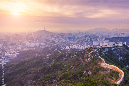 Zdjęcie XXL Sunrise at Seoul City Skyline, najlepszy widok z Korei Południowej