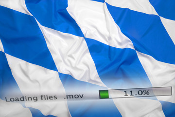 Wall Mural - Downloading files on a computer, Bavaria flag