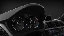 Modern Sports Car Dashboard With Navigation Display - 3D Illustration (3D Rendering)