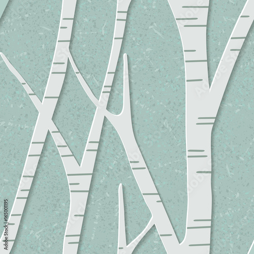 Naklejka ścienna seamless trendy pattern with birch trees. Floral modern 3D wallpaper. Vector illustration