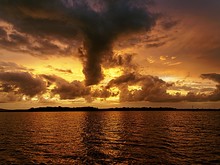 Turbulent Cloudy Seascape Sunset.