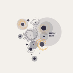 Aufkleber - Vector background of circles and rounded lines in vintage style