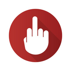 Sticker - Middle finger up flat design long shadow glyph icon