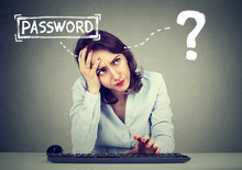 Desperate Woman Trying To Log Into Her Computer Forgot Password