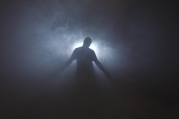Wall Mural - silhouette of man in fog